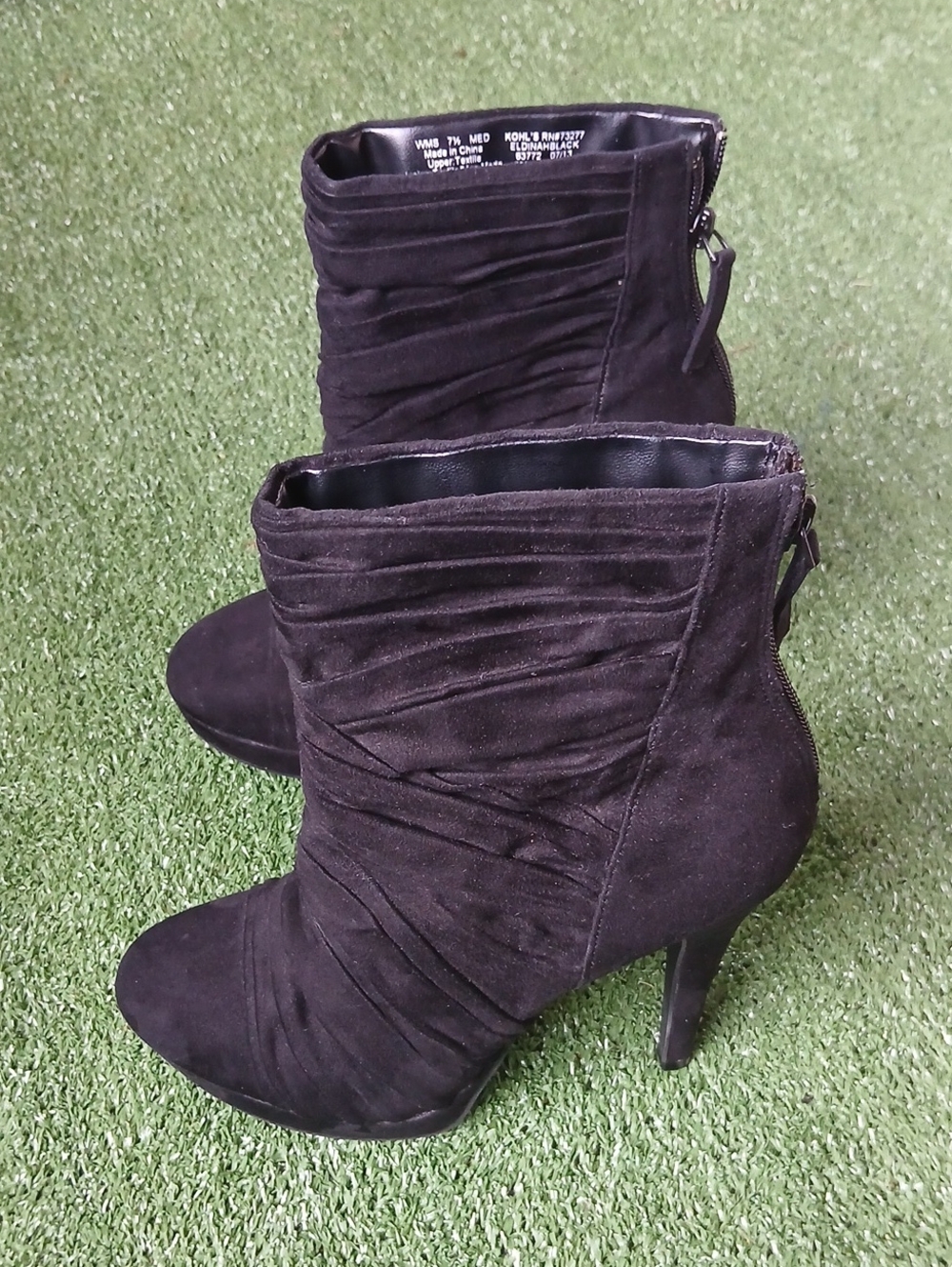 😍Kohl's ELDINAH Black Women's Heeled Ankle Boots US 7.5